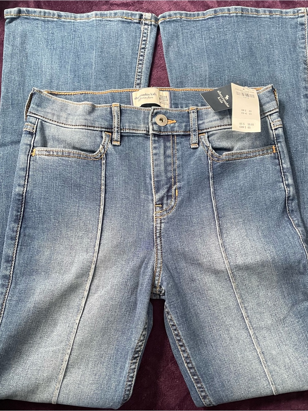 abercrombie kids Light Blue Straight-Leg Jeans with Front Seams